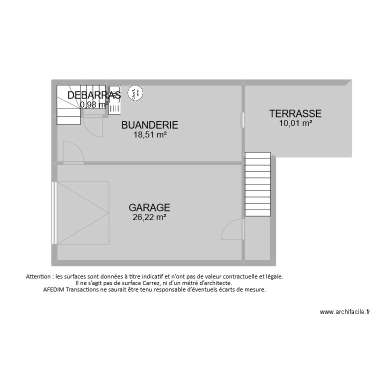 BI9987 SOUS SOL. Plan de 6 pièces et 61 m2