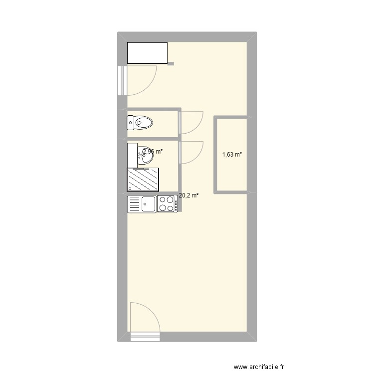 abondance base. Plan de 3 pièces et 25 m2