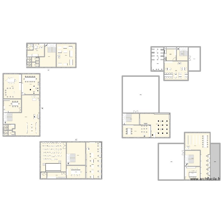 plan4. Plan de 38 pièces et 1171 m2