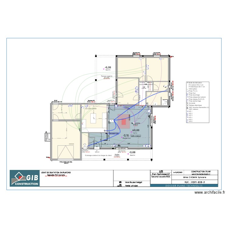 CHEMIN PIEUVRE back. Plan de 9 pièces et 98 m2