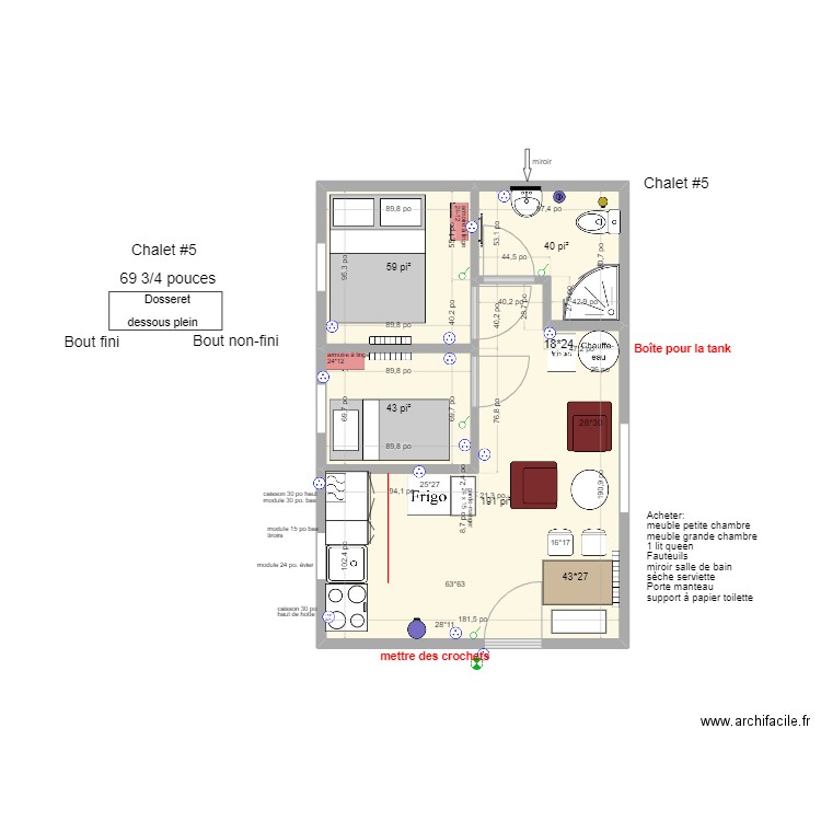 Chalet #5. Plan de 4 pièces et 31 m2