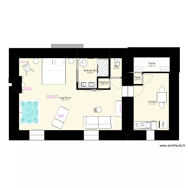 Saint Christophe des Bois - Projection Loveroom . Plan de 