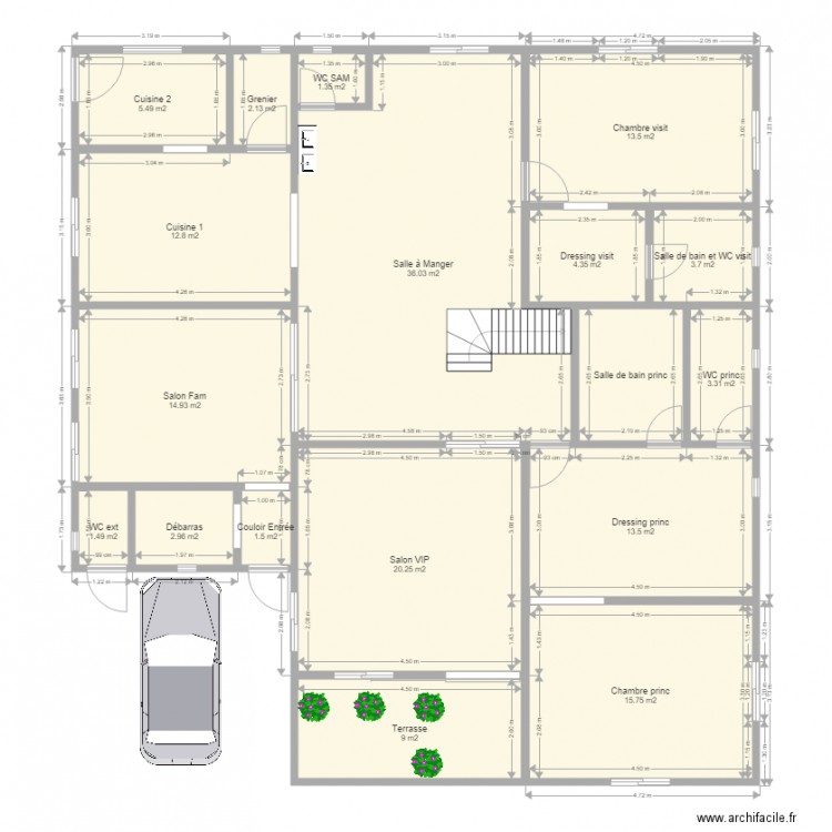 Maman Ferdy 2. Plan de 46 pièces et 480 m2