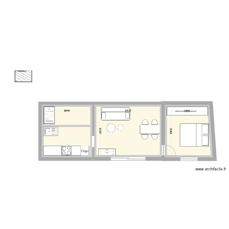 aménagement. Plan de 7 pièces et 75 m2