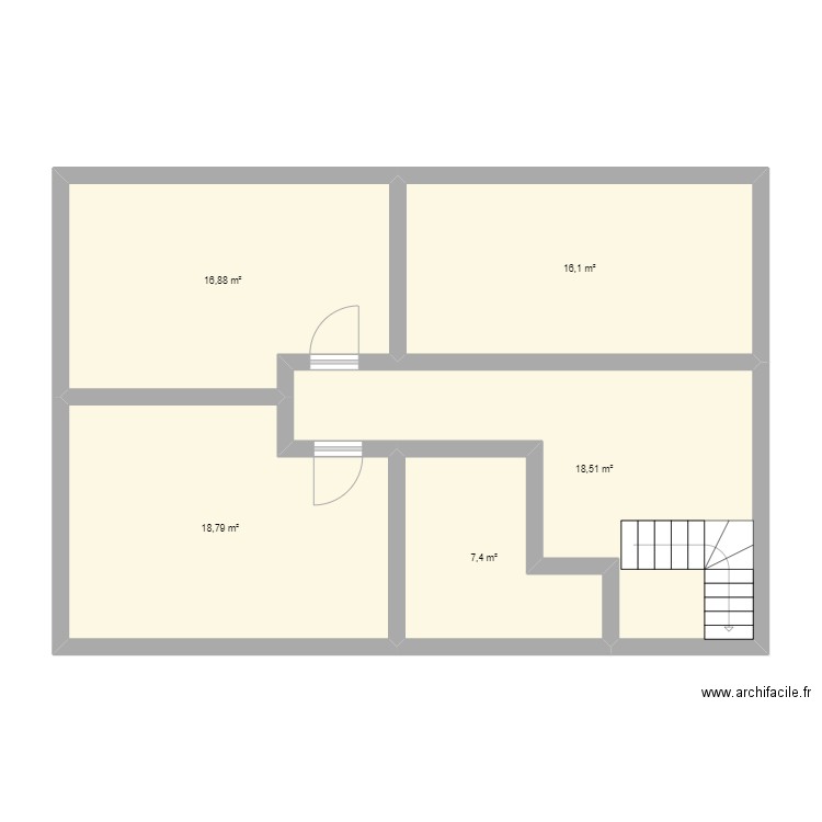 etage 1. Plan de 5 pièces et 78 m2