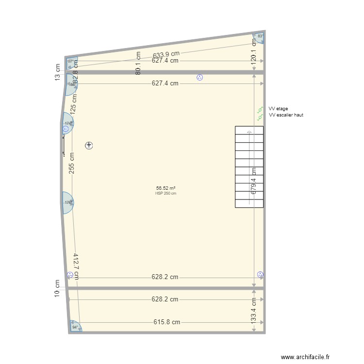 Marie jerome V2 Etage. Plan de 1 pièce et 57 m2