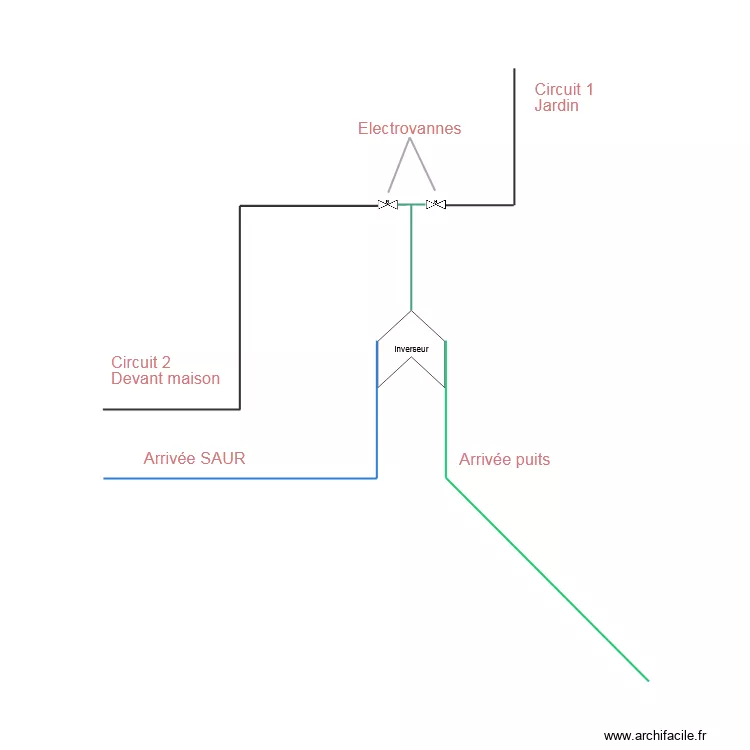 D&eacute;tail jonction puits. Plan de 