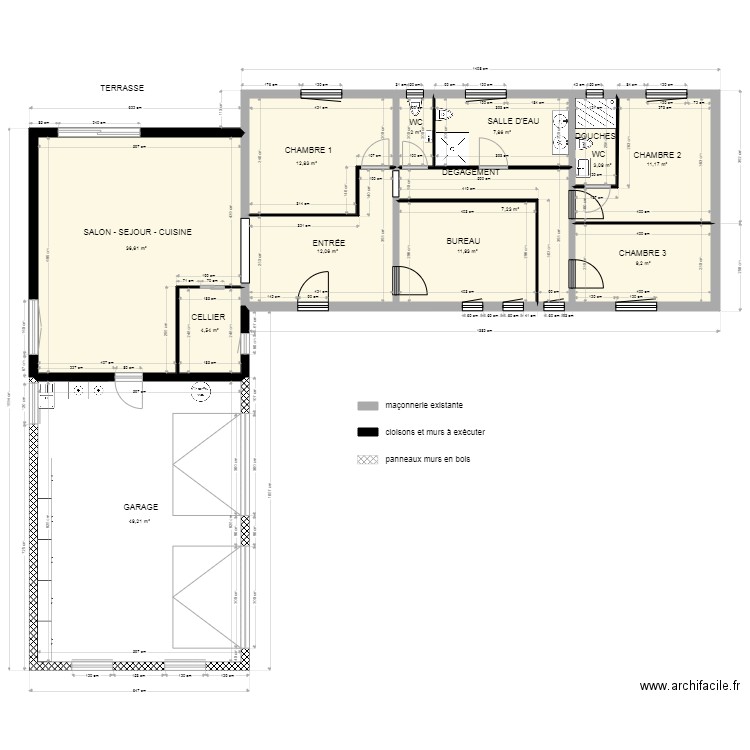  RÉALISATION DES TRAVAUX selon ouvertures existantes. Plan de 0 pièce et 0 m2