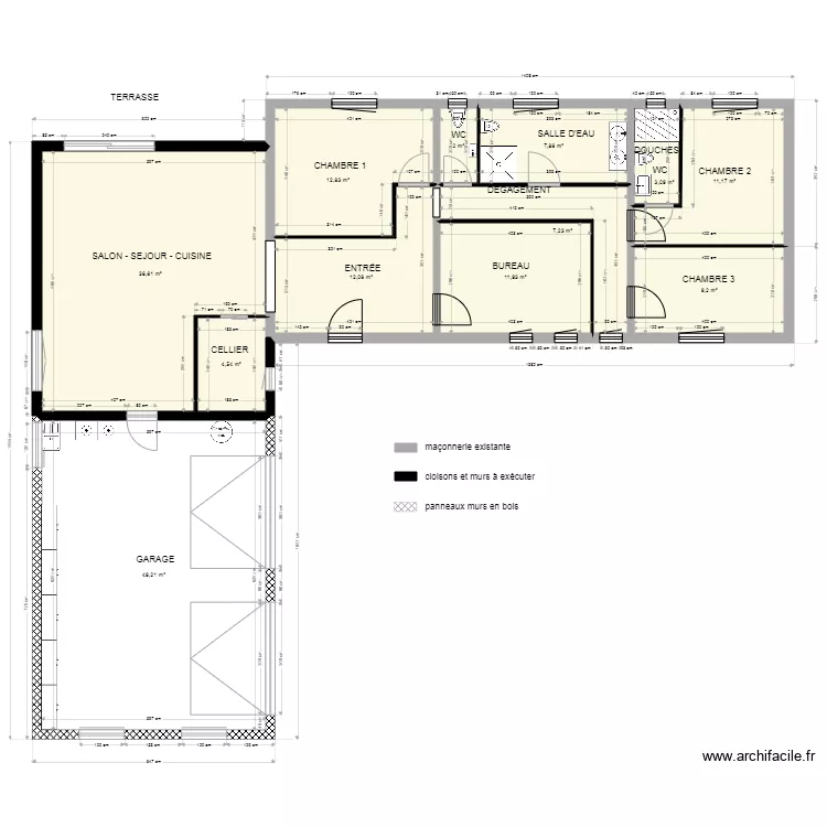 RÉALISATION DES TRAVAUX selon ouvertures existantes. Plan de RÉALISATION DES TRAVAUX selon ouvertures existantes. Plan de