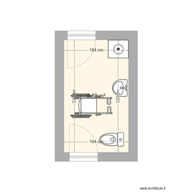 wc HANDICAP. Plan de 1 pièce et 6 m2