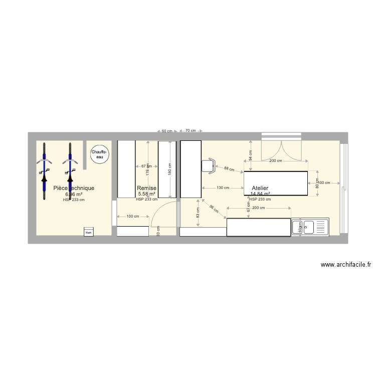 aménagement garage et zone technique V2. Plan de 0 pièce et 0 m2