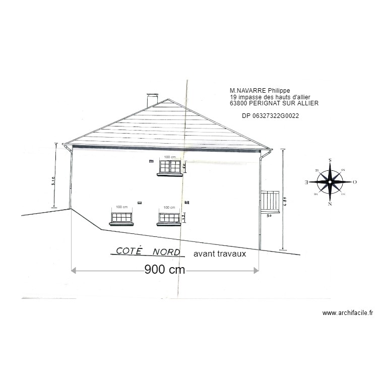 façade NORD avant travaux. Plan de 0 pièce et 0 m2