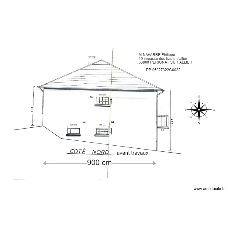 façade NORD avant travaux. Plan de façade NORD avant travaux. Plan de