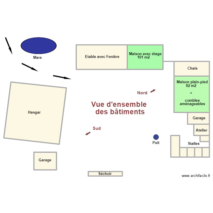 vue d'ensemble Daulon. Plan de 15 pièces et 610 m2