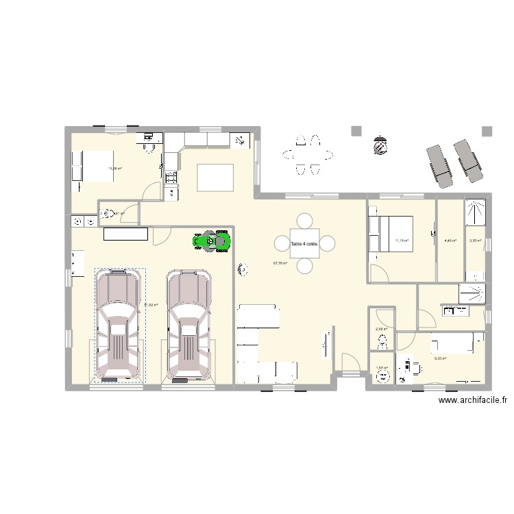 maison pp garage double. Plan de 11 pièces et 172 m2