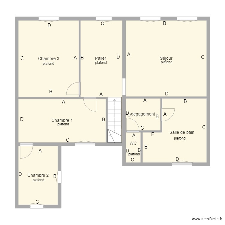 sci lot etage. Plan de 8 pièces et 92 m2