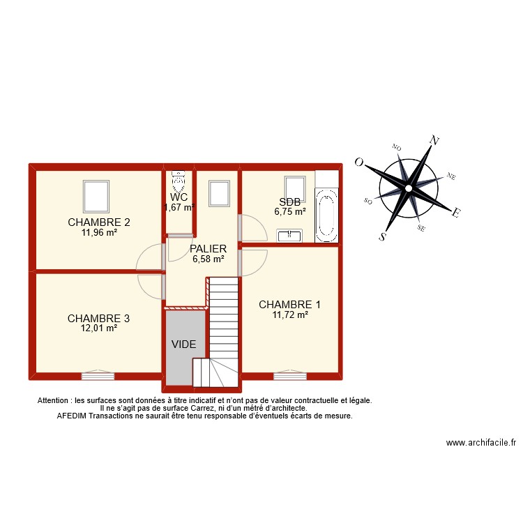 BI 8911 ETAGE. Plan de 8 pièces et 56 m2