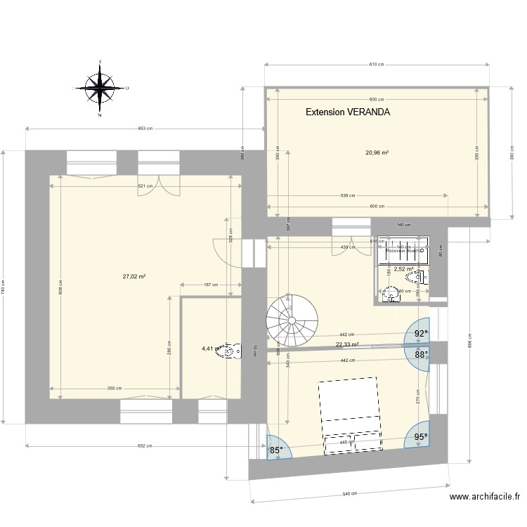La CRoix 5 B. Plan de 5 pièces et 80 m2