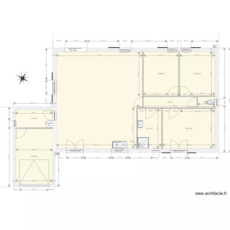 Maison nue et ouvertures mur 31. Plan de 