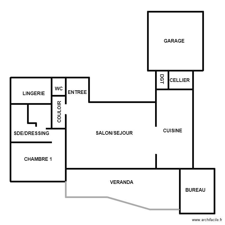 SIVET RDC. Plan de 3 pièces et 19 m2