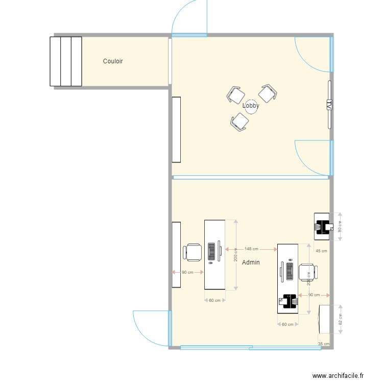 Lobby et admin étage. Plan de 0 pièce et 0 m2