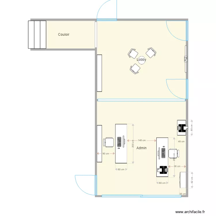 Lobby et admin étage. Plan de Lobby et admin étage. Plan de