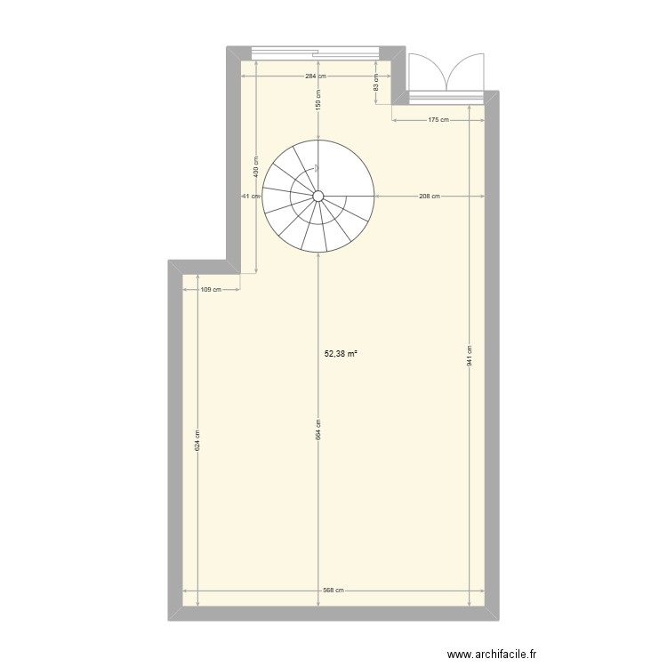 ARBRE_SEC. Plan de 1 pièce et 52 m2