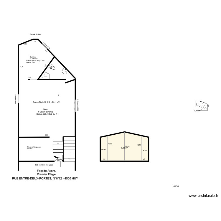 8/12 . Plan de 2 pièces et 9 m2