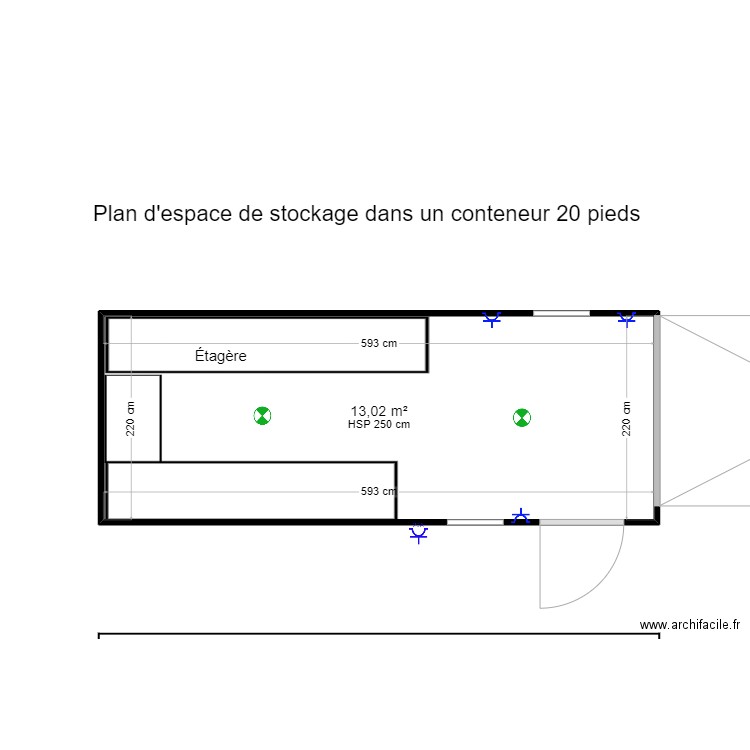 Plans conteneurs 20 pieds_ Magasin. Plan de 0 pièce et 0 m2