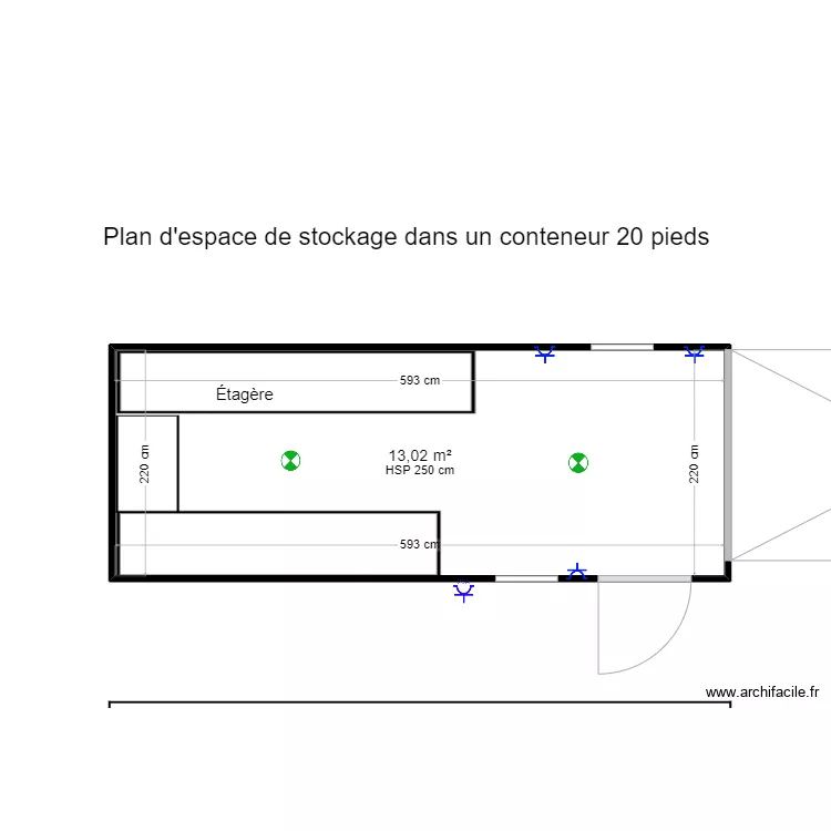 Plans conteneurs 20 pieds_ Magasin. Plan de 