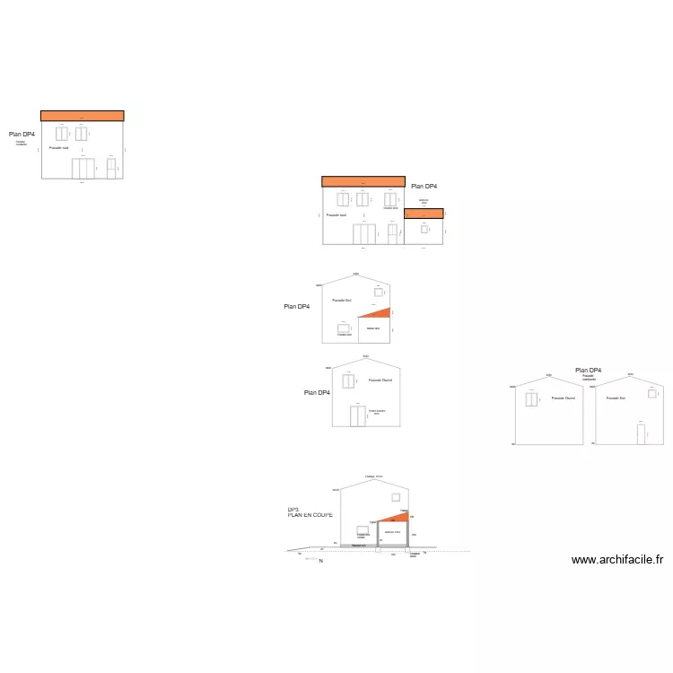 facade sud. Plan de 