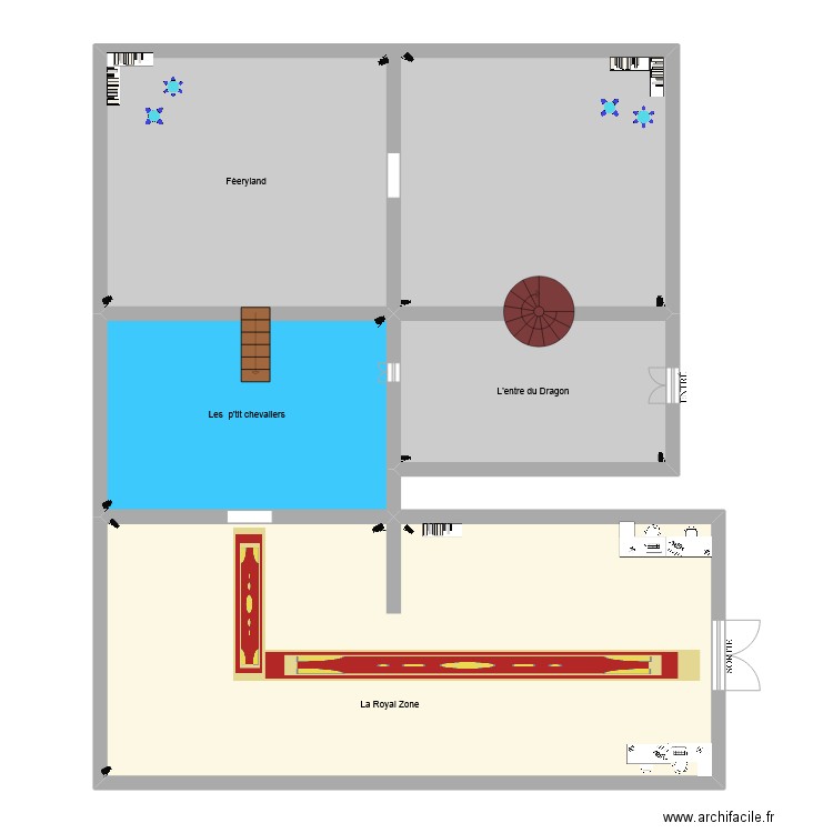 Magasin souvenir médiéval. Plan de 4 pièces et 151 m2