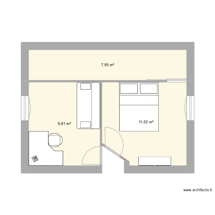 extension v3. Plan de 3 pièces et 29 m2