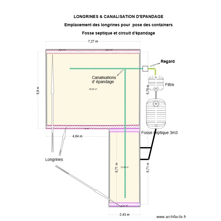MAISON DE VACANCES Container 2024 3/3 Longrines et Epandage. Plan de 6 pièces et 52 m2