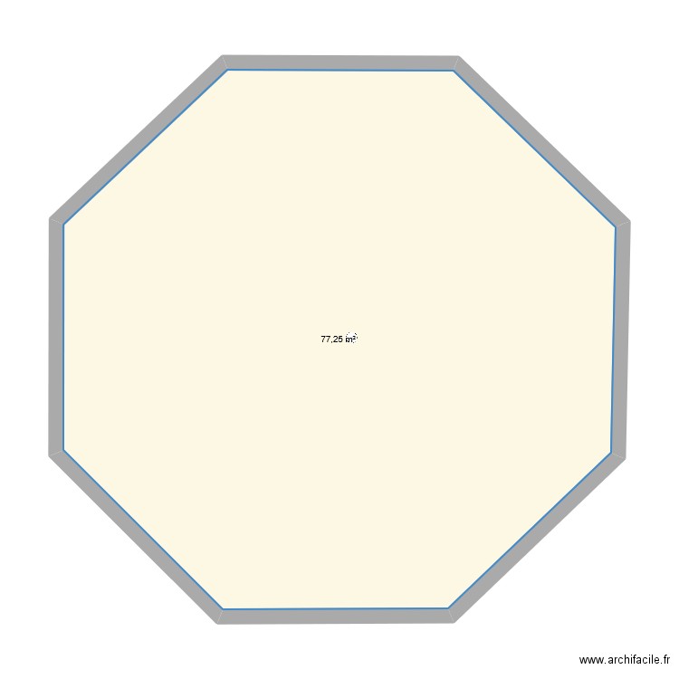 base octogonale côté 4 m. Plan de 1 pièce et 77 m2