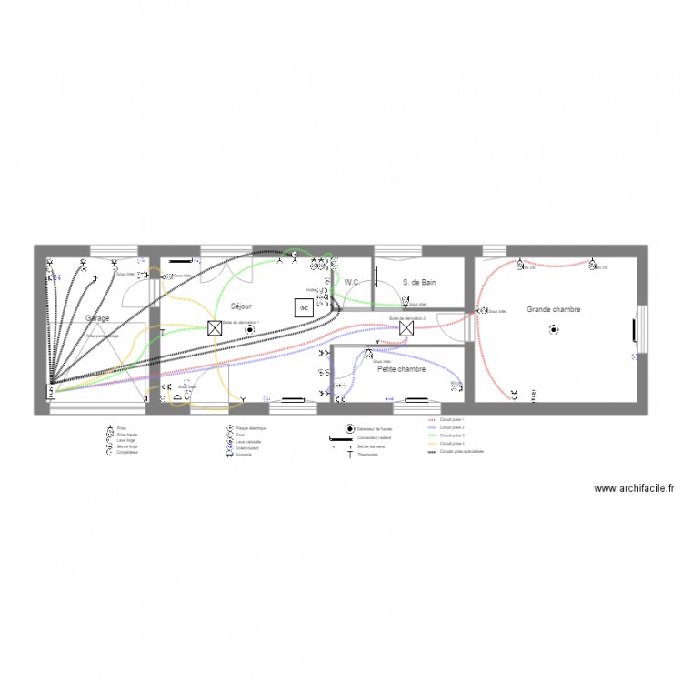 Pavillon AFPA Plan circuits prises. Plan de 0 pièce et 0 m2