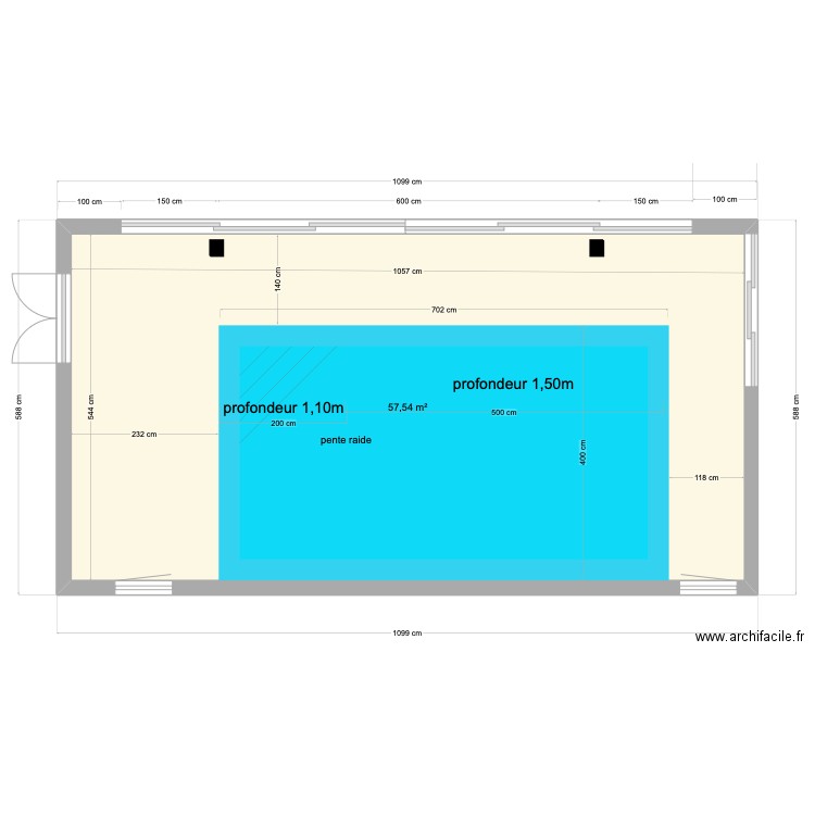 piscine hames 2. Plan de 1 pièce et 58 m2