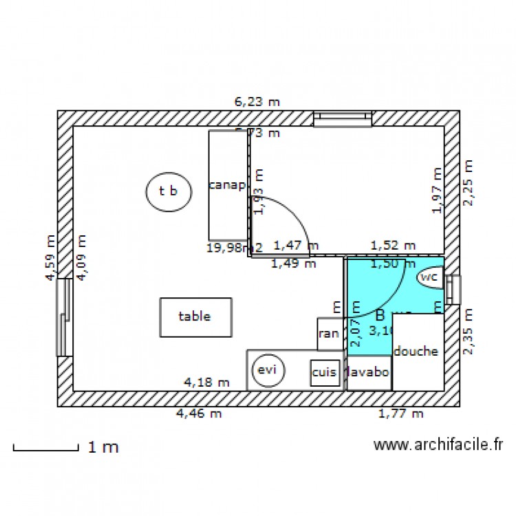 studio 20. Plan de 0 pièce et 0 m2