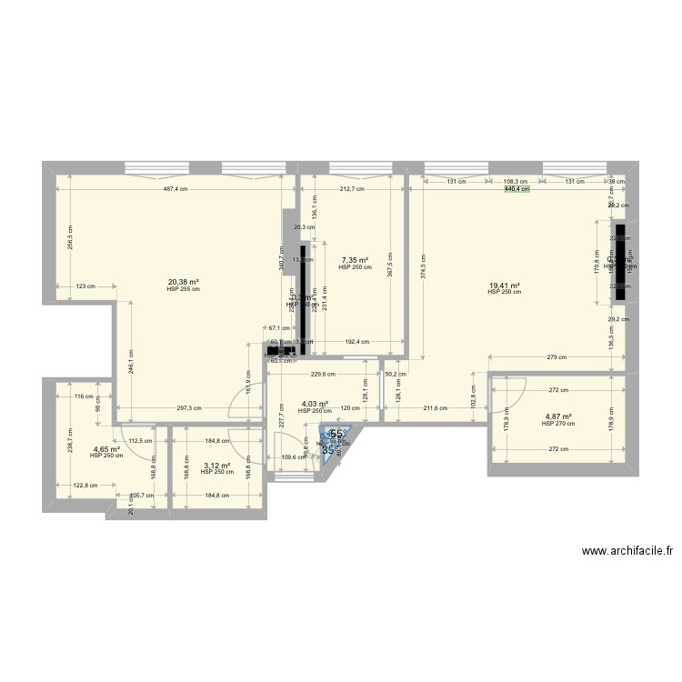 14Beaune_initial. Plan de 11 pièces et 65 m2