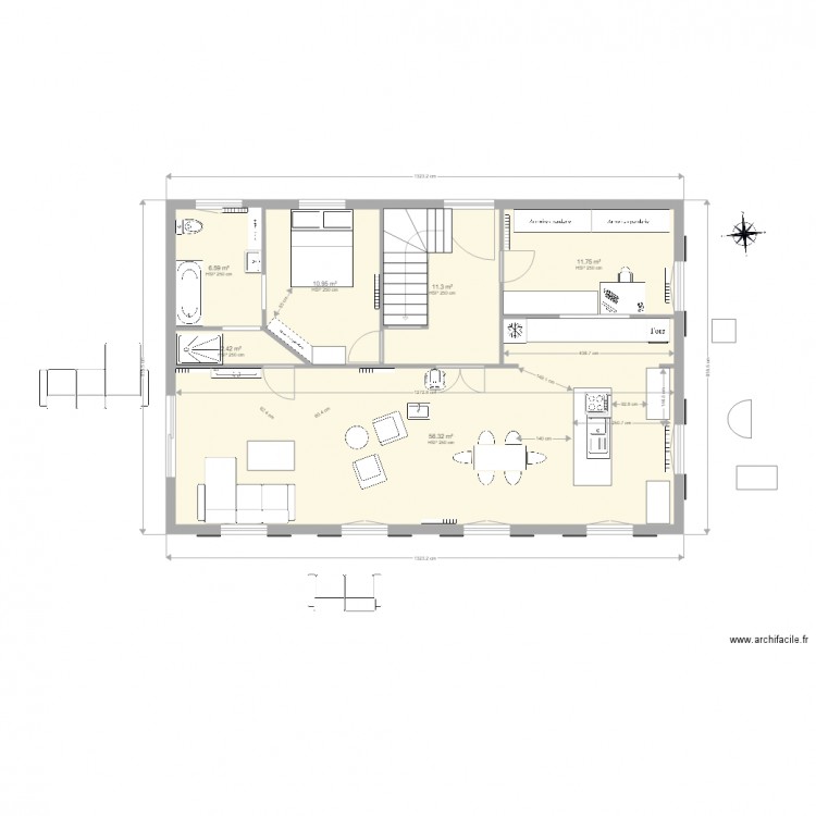 plan grand fenetre salon inverse. Plan de 0 pièce et 0 m2