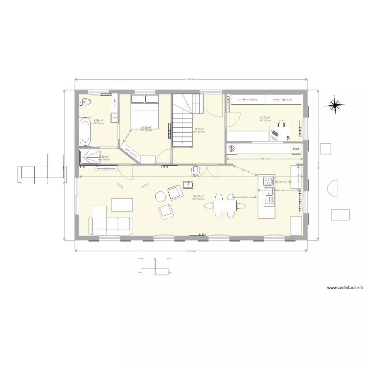 plan grand fenetre salon inverse. Plan de 