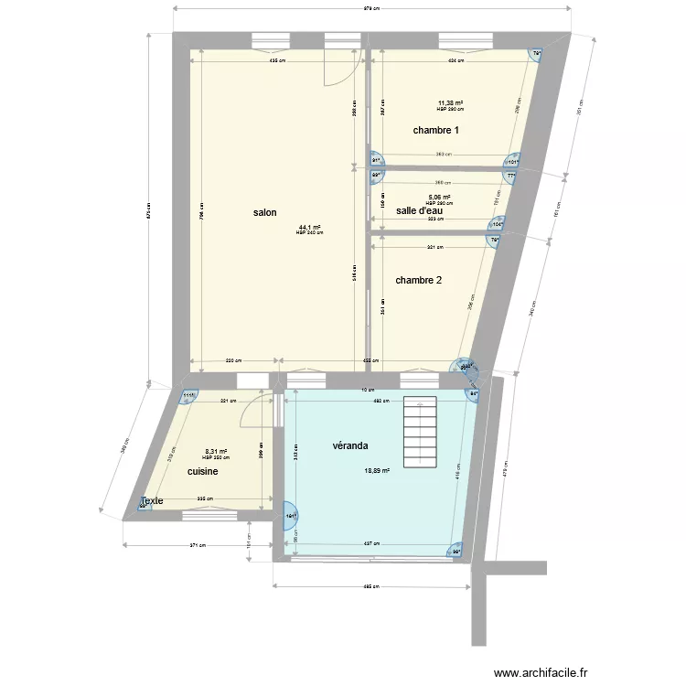 maison plus v&eacute;randa. Plan de 