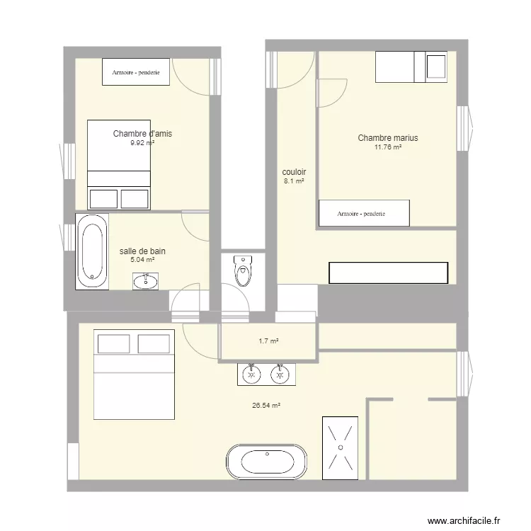 plan &eacute;tage. Plan de 
