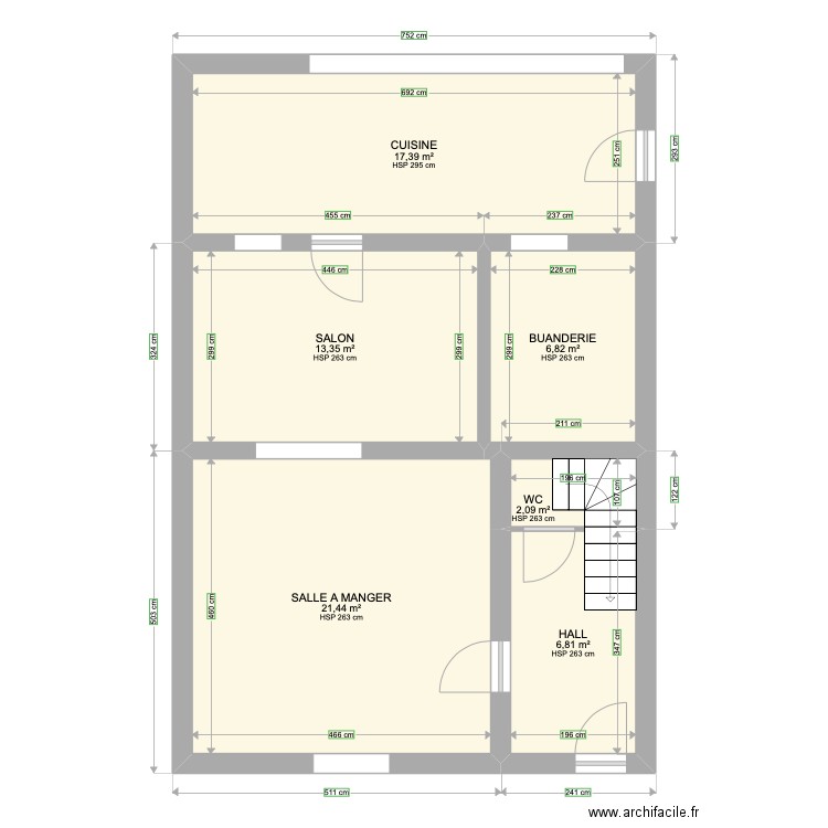 PLAN BEUZET. Plan de 6 pièces et 68 m2