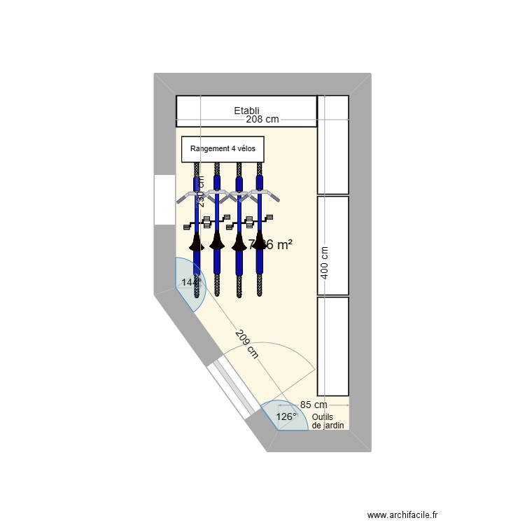 Dépendance. Plan de 1 pièce et 7 m2