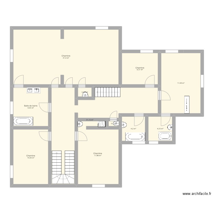 Premier étage 6440. Plan de 11 pièces et 151 m2