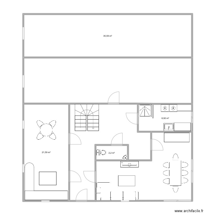 Maison bas. Plan de 4 pièces et 66 m2