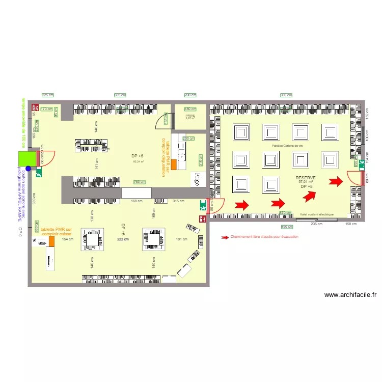 EVAC LE CELLIER APRES TRAVAUX. Plan de 