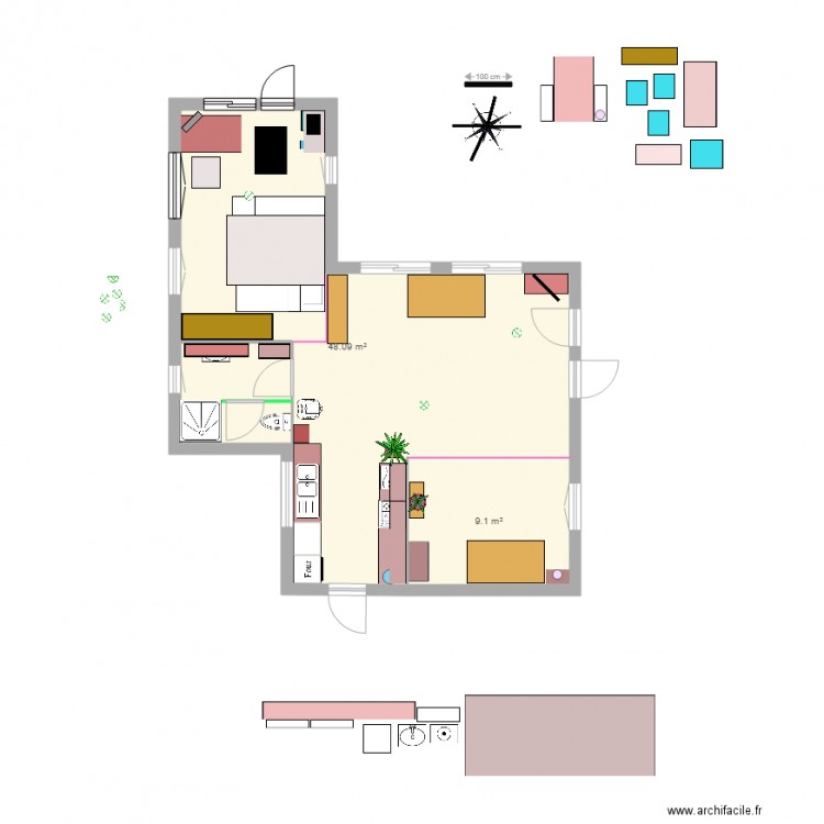 1chambres 72 m. Plan de 0 pièce et 0 m2