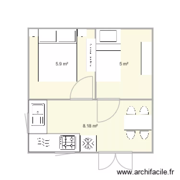 chalet 19m2 4 personnes V2. Plan de 